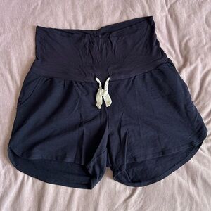 Olive green & navy blue comfy maternity shorts - 2 pairs